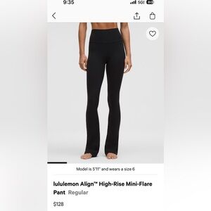 Lululemon Align High Rise Mini- Flare pant regular length - NWT size 8